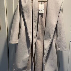 Zara Light Gray Open Front Coat